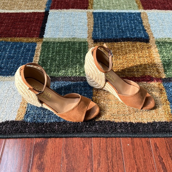 Caramel espadrille sandal tweed wedge suede look strap coconuts by Matisse - Picture 3 of 6